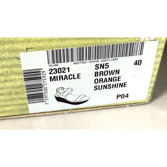 New NAOT Miracle Hawaiian Brown Orange Sunshine Wedge Sandal Womens Size 9 - Picture 10 of 11